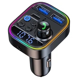 새로운 T18 Bluetooth 자동차 전화 충전기 어댑터 무선 FM 송신기 핸즈프리 통화 보조 라디오 수신기 MP3 플레이어 C USB PD 빠른 자동차 충전기