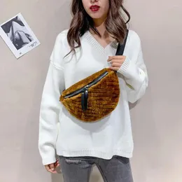 Bolsas de ombro bolsas femininas pelúcia fanny peito pacote zíper cintura bolsa casual mensageiro saco lazer compras diárias