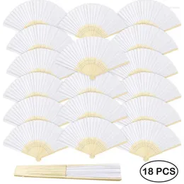 Dekoracyjne figurki 18pcs Vintage Summer White Hand Fan Chiński styl DIY Folding na Dance Wedding