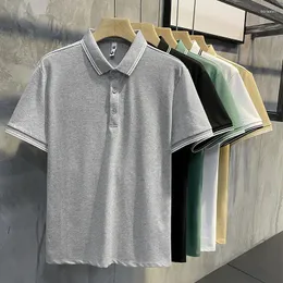 Erkek Polos Top Sınıf Pamuk Marka Tasarımcısı Modeli Polo Gömlek Erkekler Tasarım Sıyırılmış Kısa Kollu Günlük Moda Yaz Kıyafetleri F174