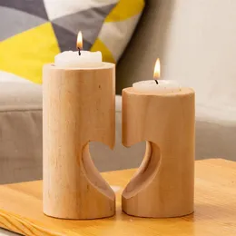 Candle Holders Party Dekoracja Uchwyt Romantyczny do kawiarni domowej El Wooden Container