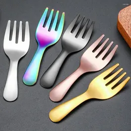Forks Polished Cutlery Set Mini Stainless Steel Baby Spoon Fork For Desserts Tea Soup Short Handle Mirror Kitchen