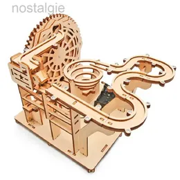 Blocks 3D Wooden Puzzles Roller Coaster Marble Run Wood Kit Electric Driven Mechanical Model Building DIY Toy Gift For Adults And Kids 240401
