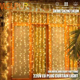 LED Strings 3x1/3x2/3x3M Curtain Icicle String Lights Christmas Fairy Lamp Garland Outdoor For Wedding/Party/Garden Home Decoration YQ240401