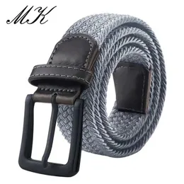 Bälten Maikun Mens Canvas Belt Fashion Metal Pin Buckle Military Tactical Belt Mens Elastic Belt Q240401