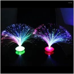 Night Lights 1Pcs Beautif Romantic Color Changing Led Fiber Optic Nightlight Lamp Small Light Chrismas Party Home Decoration Drop Del Dh0Nc