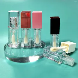 Storage Bottles Empty 6ml Full Transparent One-piece Cap Square Lip Color Tube With Big Brush 24pcs