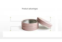 0.5oz 1oz 2oz Frost Pink Alumínio Tin Jar Recipientes Recarregáveis 15ml 30ml 60ml Tampa de rosca de alumínio Garrafa redonda de recipiente de lata para cosméticos, lábios