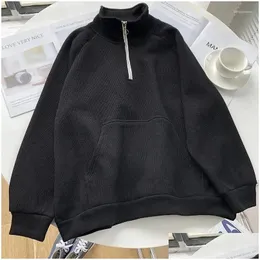 Womens Hoodies Sweatshirts Winter Thick Zipper Hoodie Women Fashion Warm Stand Collar Casual Long Sleeve Plover Loose Korean Solid All Ottxr