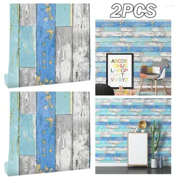 Window Stickers 2pcs 6m Mediterranean Self Adhesive Wallpaper Contact Paper Wood Grain For Bedroom Wardrobe Furniture Home Sticker