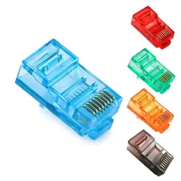 100 шт./лот Ethernet-кабели RJ45, сетевой разъем RJ-45 с кристаллическими головками Cat5, цвет Cat5e, позолоченный кабель