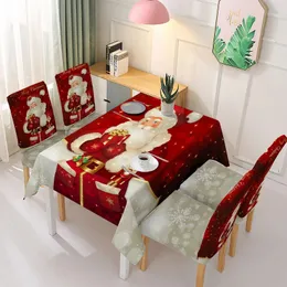 Neue 2024 Weihnachtsdruck -Tischdecke und Stuhlabdeckung Tischdecke Hochzeit Dekorationstisch Cover wasserdichte rechteckige Tischdecke NAPPE