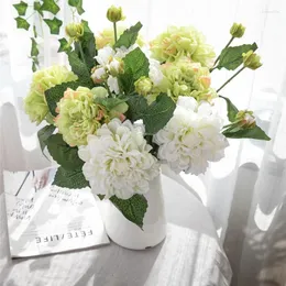 Decorative Flowers Wholesale Of 2 Dahlia Simulation Home Wedding Decoration Gardenia Branch Artificial
