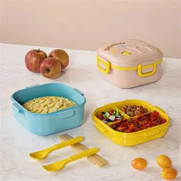 Dinnerware Sealed Lunch Box Silicone Sealing Ring Vent Plug Double Layer Structure Division Easy To Carry Leak-proof Bento