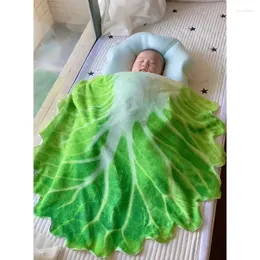 Blankets BlessLiving Lovely Cabbage Flannel Throw Blanket Baby Swaddle Soft Plush Round Travel For Bed Couch Decor