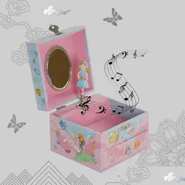 Arts And Crafts Boxes Rotating Girl Music Box Musical Jewelry With Mirror Der Wooden Ballerina Christmas Birthday Gift For Girls Dro Dhaii