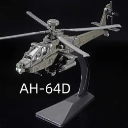 Модель самолета 1 64 Масштаб Американский истребитель AH-64D Вертолет Летающий самолет Литая под давлением игрушка Модель Моделирование Свет Статические украшения Игрушка для детей YQ240401