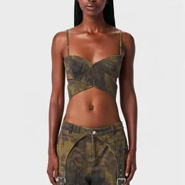 Damen Tanks Camouflage Bustier Top Mode Sexy Damen Leibchen Unterhemd Hochwertiges vielseitiges Korsett Frühling 2024 Y2k