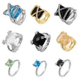 Europejski i amerykański projektant DY skręcona biżuteria z ringu dla mężczyzn i kobiet 18-karatowy pułapowy pierścień pierścieniowy nić Retro X w kształcie X