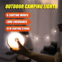 LED Strings USB Rechargeable Camping 10meter Light String Outdoor Tent RGB Atmosphere XTE Flashlight with Magnet Hook YQ240401