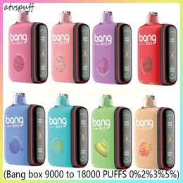 Bang Box 9000 ~ 18000 퍼프는 이동 중 전자 담배 애호가를위한 걱정없이 옵션이며 편의를 위해 설계되었습니다. 패키지에서 꺼내고 퍼프를 가져 가십시오.