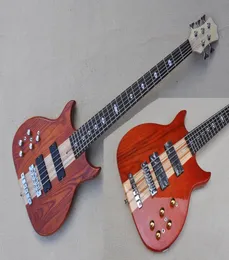 Fabrycznie niestandardowe brązowe 5 strun elektryczne gitarę basową chrome twarda dekolt przez nadwozie Active obwód Rosewood Fretboard Oferta CUS9081029