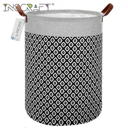 Nordic Laundry Basket Cotton Fabric عائق مقاوم للماء Round Toy Storage Bin Bin Dirty Comply Complitizer 240401