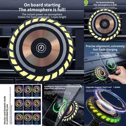 2024 Auto Ritmo Pick-Up Musica Luce Controllo Vocale Lampada Ambiente 15W Magnetico Caricatore Del Telefono Senza Fili Staffa Supporto Multifunzionale