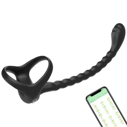 APP Remote Plug anale vibratori anello ritardo ginnico stimolatore della prostata massaggiatore giocattoli adulti del sesso per gli uomini