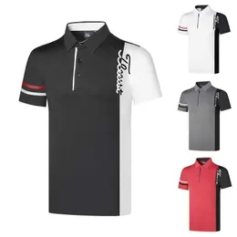 Nova roupa de golfe dos homens camisa esportiva de secagem rápida camisa polo de manga curta roupas de bola de golfe dos homens topo