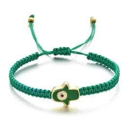 Chain Green Lucky Evil Eile Fatima Armband Womens Vintage Jewelry Handmaserade vävda rep Justerbart armband Födelsedagspresent Q240401