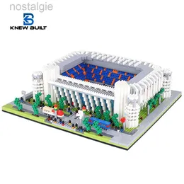 Blocks KNEW BUILT Madrid Style Soccer Stadium Model Micro Mini Diamond Block Kit for Adult Assemble Football Field Brick Set Puzzle Toy 240401