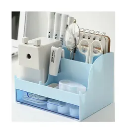 Large Capacity Desk Accessories Pen Holder with Drawer Pencil Storage Box Desktop Organizer School Office Stationery