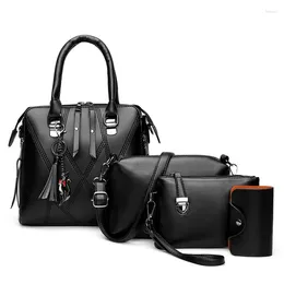 Çanta 4pcs kadın set moda kadın çantası ve el çantası 5 renkli dört parçalı deri omuz çantaları Tote Messenger Coin Fle