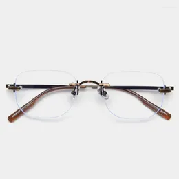 Güneş gözlüğü çerçeveleri Rimless Gözlükler Erkek Kadınlar Vintage Metall Gözlükler Çerçeve Erkekler Optik Miyopi Reçeteli Gözlükler Anti Mavi Işık