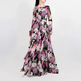 Party Dresses Qian Han Z I 2024 Fashion High Quality Runway Women Summer Maxi Dress Vintage Flower Print Beach Bohemian Long