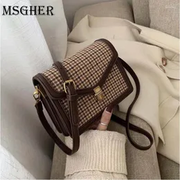 Bolsas de ombro MSGHER xadrez PU couro crossbody para mulheres 2024 corrente mensageiro pequena bolsa feminina bolsas de viagem