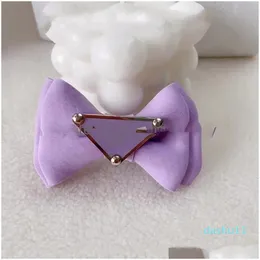 Designer Dog Hair Clips Brand Apparel Cute Puppy Small Bowknot Bows With Metal Handgjorda tillbehör Bow Pet Grooming Products Purple