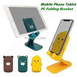 Cartoon Bear Duck Universal Phone Holder Folding Bracket för mobiltelefon 7 tum eller mindre tablettstativ med detaljhandelspaket