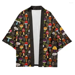 Этническая одежда с грибным принтом, пляжная мода, японское кимоно 2023, большие размеры 5Xl 6Xl, халат, кардиган, мужские рубашки юката хаори, женские Drop Dhuxt