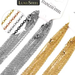 Pendant Necklaces LUXUSTEEL 10Pcs/Lot Stainless Steel Chains 2mm/1mm O Shape Rolo Link Cuban Long Necklace For Women Pendant DIY Jewelry Wholesale 240330