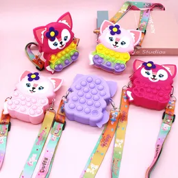 Cute Animal Push Toy Coin Purse Bubble Toy Stress Relief Toys For Adult Kids Womens Wallet Key Earphone Pouch Lipstick Bag 255