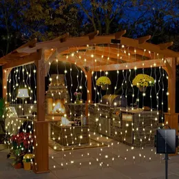 LED Strings Solar Startain String Lights Outdoor 8 Outsides Fairy Copper Copper Wire 3MX3M Christmas Decoration 2024 FESTOON YQ240401