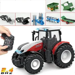 RC Farm Tractors Car Trailer 2.4G Radio Controlled Farming Simulator Truck Miniature Farmer Animal Model Toys Children Boy 240321