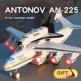 Aircraft Modle duże metalowe radzieckie linie lotnicze Antonov An-225 MRIYA MAX TRANSPORT Aircraft Diecast Model Collection Sound Light Toy dla dzieci YQ240401