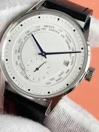 腕時計自動機械式時計Tianjin Sea Movement 3次元ダイヤルパンダサファイアレザーストラップバウハウススタイルは最小限です。