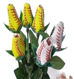 Colecionável beisebol softball rosas de couro amarelo vermelho costura costura softball presente de formatura rosa flor Connectors6841353