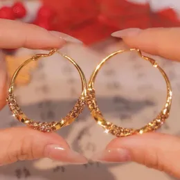 Bomboniera alla moda Orecchini a cerchio grandi con diamanti micro-incrostati esagerati semplici per le donne Bomboniere per la fidanzata ospite e per la moglie