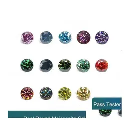 Altro Taglio rotondo Moissanite Pietre sciolte Colore Moissanita Diamante Pietra preziosa 8 Cuore Freccia Lab Pass per gioielli fai da te Altro Altro Altro Dro Dhqks