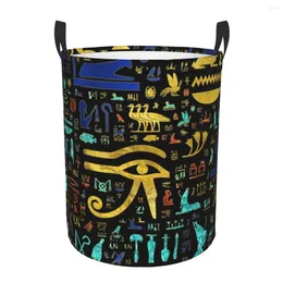 세탁 가방 화려한 고대 이집트 상형 문자 패턴은 큰 옷 저장 바구니 이집트 장난감 빈 주최자를위한 큰 옷 저장 바구니